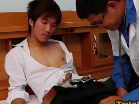 Tiny Asian twink anallydrilled by doctor after rimming gay porn japanese train