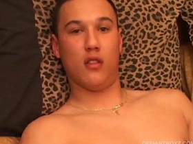 Twink Arik Strips Naked and Strokes Out His Cum japanese gay family porn