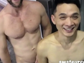 AmateursDoIt - Hung bearded jock fucks tight asian twink bareback gay chinese kept secret porn
