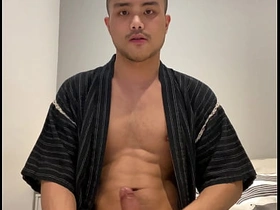 Asian boy in Jinbei stroking gay porn massage japan